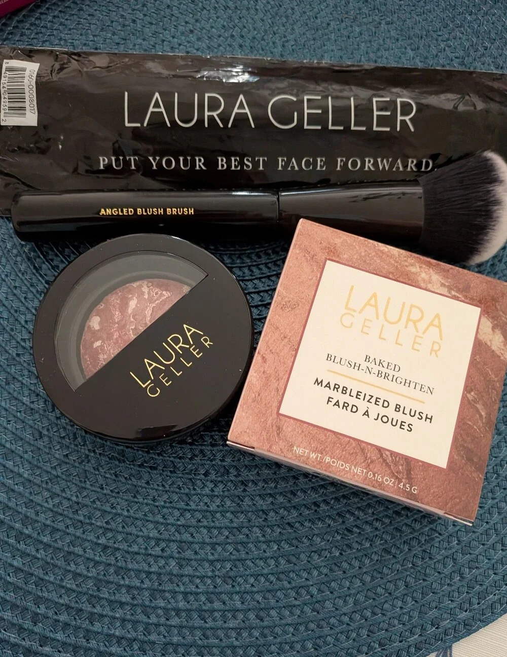 Laura Geller Marbleized Baked Blush — Rose Mauve with Brush